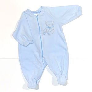 🧸 Carter’s Newborn Baby Blue Velvety Soft One-Piece Jumpsuit with Footies
